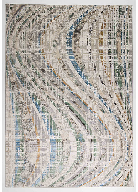 Tapete Moderno Neutro con Diseño Abstracto en Azul