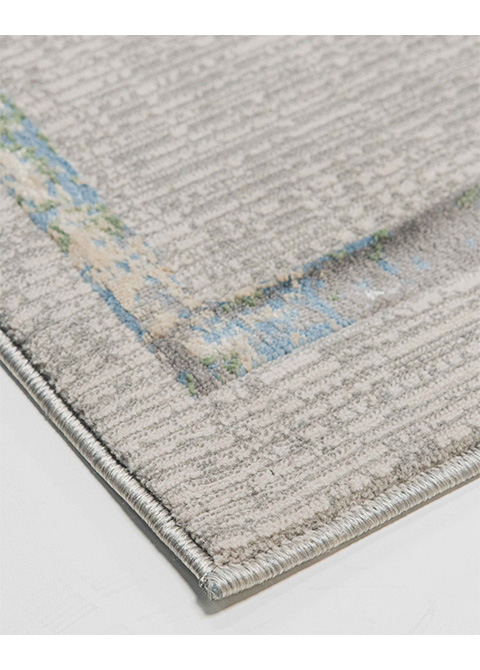 Tapete Moderno Crema con Marcos Geométricos en Azul y Ocre