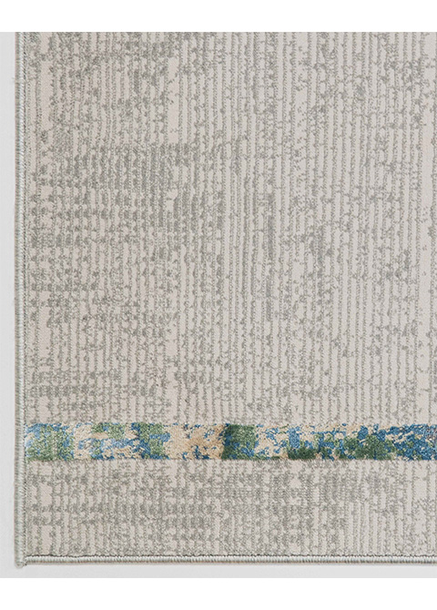 Tapete Moderno Crema con Marcos Geométricos en Azul y Ocre