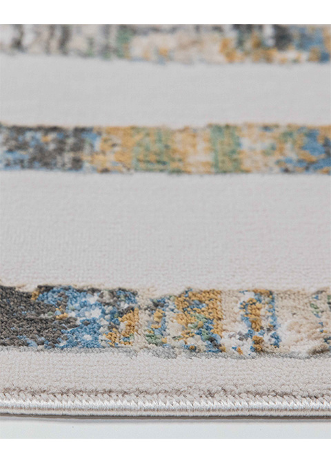 Tapete Moderno Marfil con Cenefas Enmarcadas en Azul y Dorado