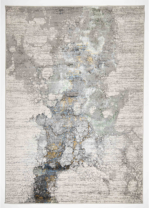 Tapete Abstracto Gris con Mancha Orgánica en Verde y Ocre