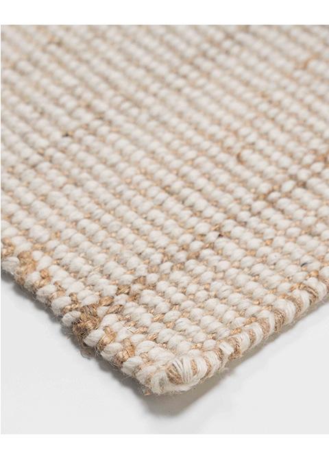 Tapete Natural Beige de Trama Gruesa Tejido a Mano