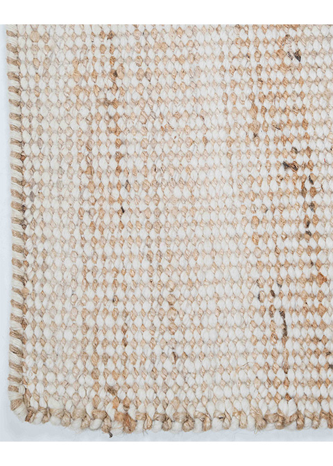 Tapete Natural Beige de Trama Gruesa Tejido a Mano