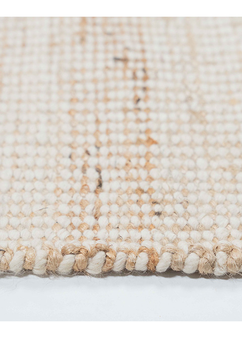 Tapete Natural Beige de Trama Gruesa Tejido a Mano