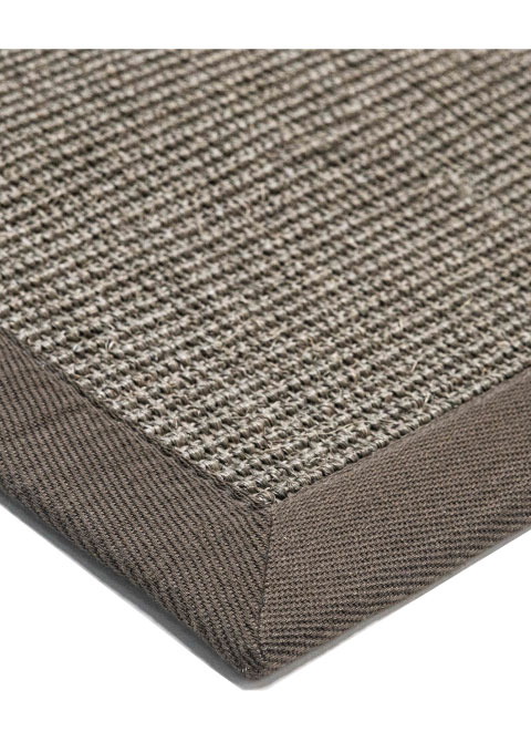 Tapete de Fibra Natural Gris con Ribete Café