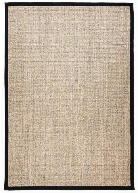 Tapete de Fibra Natural Beige con Ribete Negro