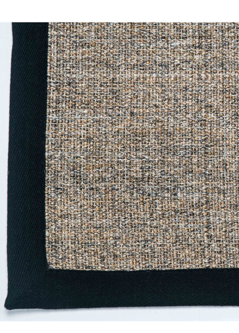 Tapete de Fibra Natural Beige con Ribete Negro