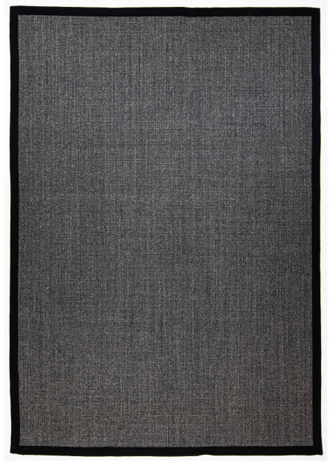 Tapete de Fibra Natural Gris Oscuro con Ribete Negro