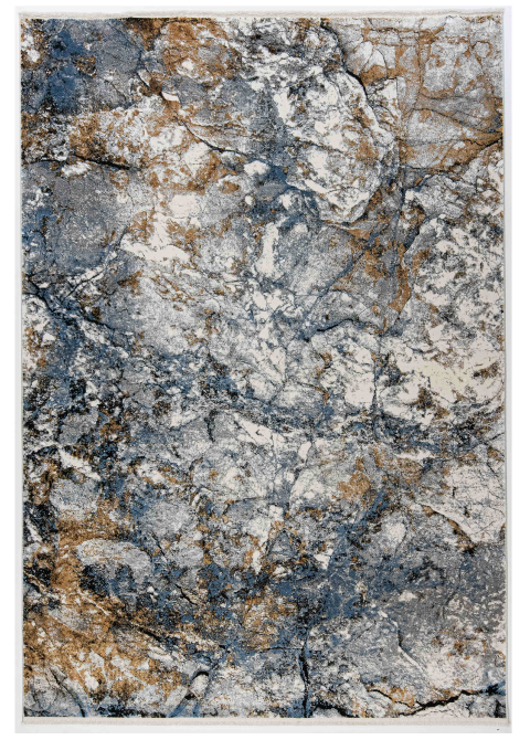 Tapete Abstracto Gris con Textura de Piedra en Azul y Ocre