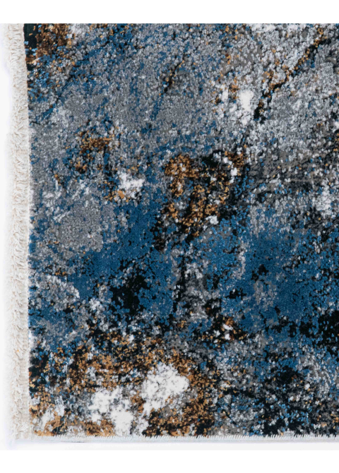 Tapete Abstracto Gris con Textura de Piedra en Azul y Ocre - Vista alternativa