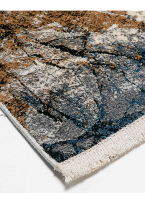 Tapete Abstracto Gris con Textura de Piedra en Azul y Ocre