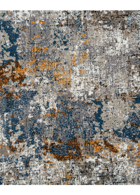 Tapete Abstracto Gris con Marco Desgastado en Negro y Ocre - Vista alternativa