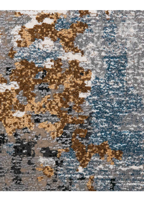 Tapete Abstracto Gris con Escurrido Vertical en Ocre y Azul - Vista alternativa
