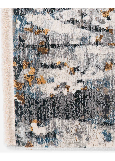 Tapete Abstracto Gris con Escurrido Vertical en Ocre y Azul