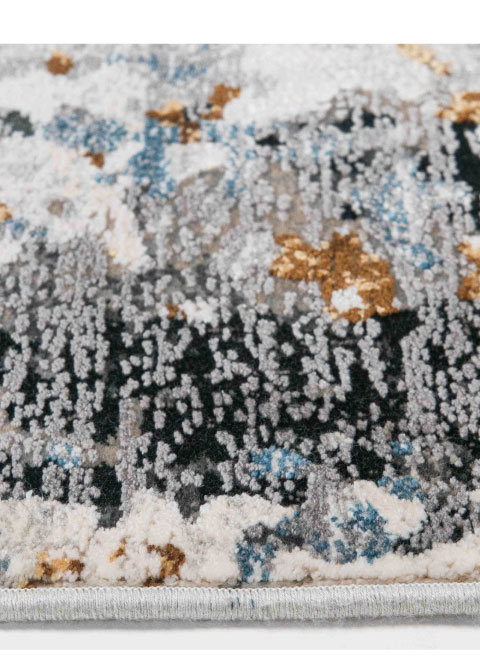 Tapete Abstracto Gris con Escurrido Vertical en Ocre y Azul