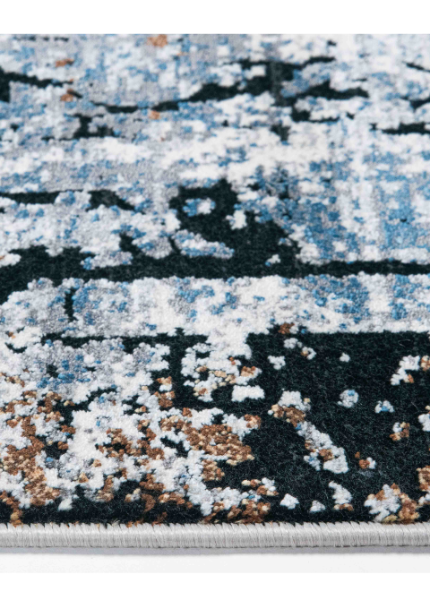 Tapete Abstracto Azul Pizarra con Marcos Superpuestos en Negro