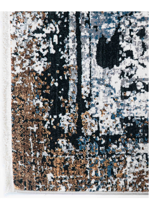 Tapete Abstracto Azul Pizarra con Marcos Superpuestos en Negro