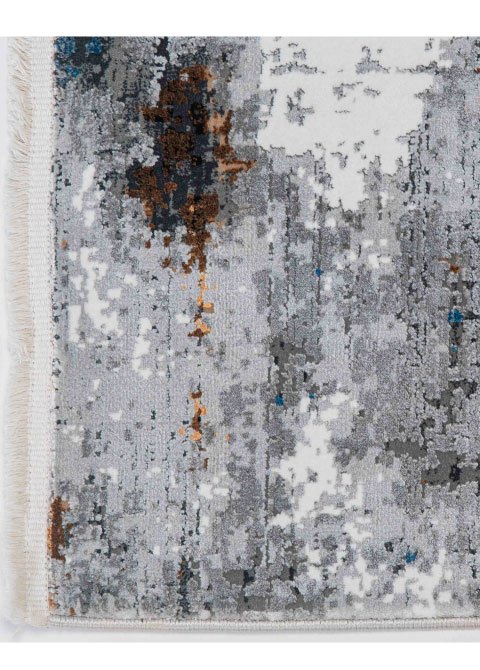Tapete Abstracto Gris Claro con Manchas Difusas en Ocre y Azul - Vista alternativa