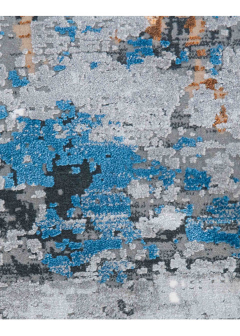 Tapete Abstracto Gris Claro con Manchas Difusas en Ocre y Azul