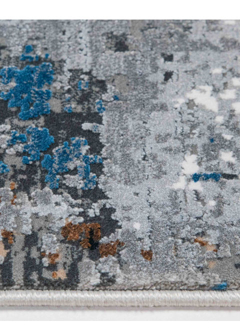 Tapete Abstracto Gris Claro con Manchas Difusas en Ocre y Azul