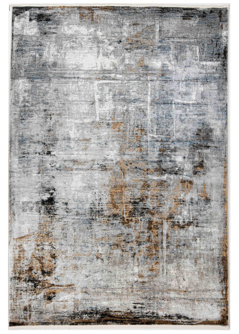 Tapete Abstracto Gris con Veta Ocre y Rayado Horizontal