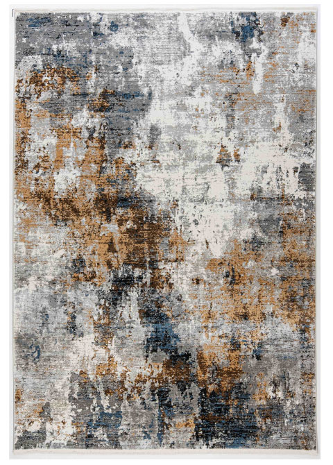 Tapete Abstracto Gris con Contraste en Azul Intenso y Ámbar