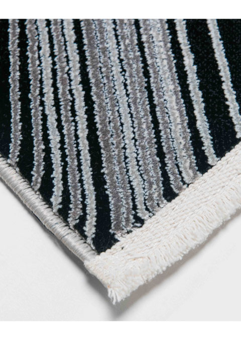 Tapete Gráfico Blanco con Líneas Radiales en Negro - Vista alternativa