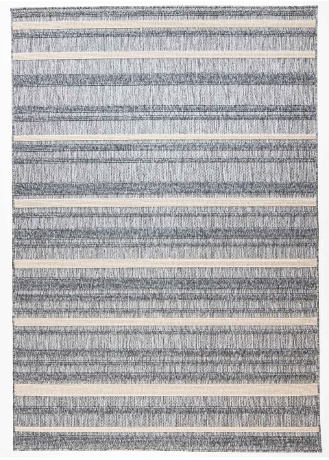 Tapete de Exterior Gris con Rayas Horizontales en Crema