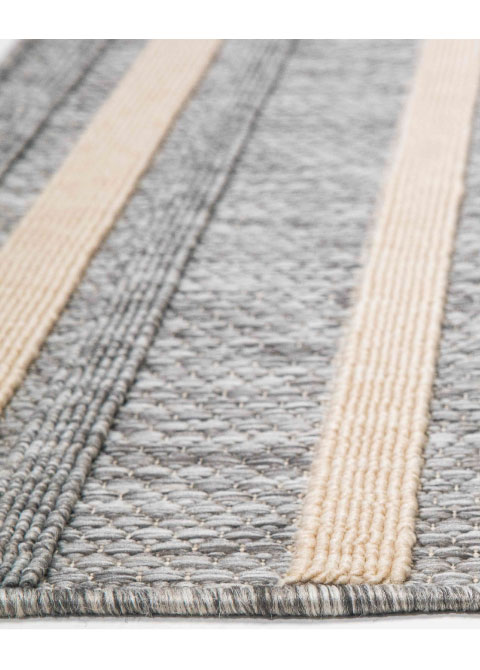 Tapete de Exterior Gris con Rayas Horizontales en Crema - Vista alternativa