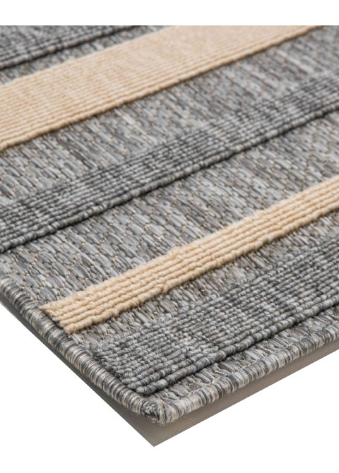 Tapete de Exterior Gris con Rayas Horizontales en Crema