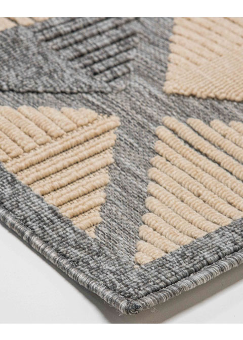 Tapete de Exterior Crema con Rombos Geométricos en Azul Gris - Vista alternativa