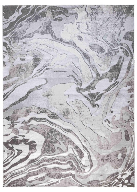 Tapete Abstracto Gris con Vetas Marmoleadas en Lila