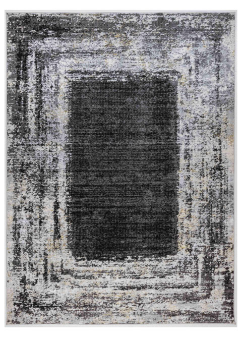 Tapete Abstracto Gris con Centro Carbón y Marco Erosionado
