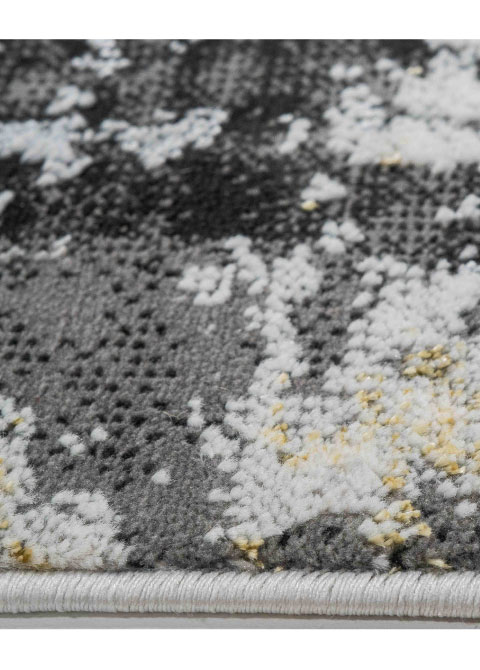 Tapete Abstracto Gris con Centro Carbón y Marco Erosionado