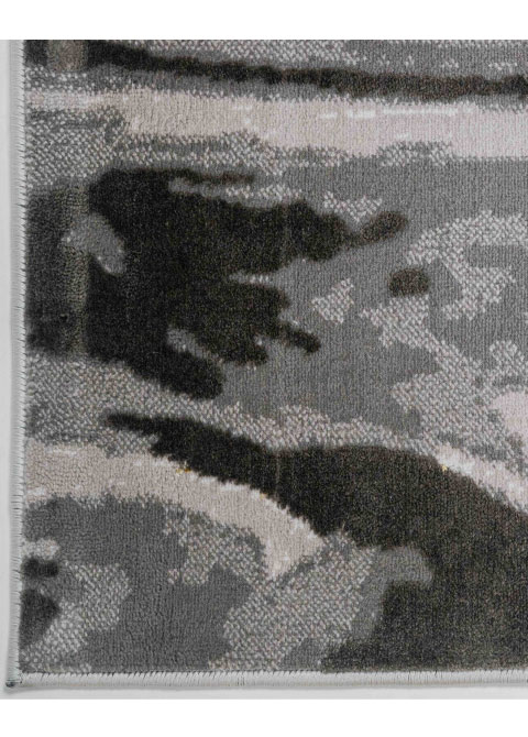 Tapete Abstracto Gris con Marmoleado y Vetas Doradas - Vista alternativa