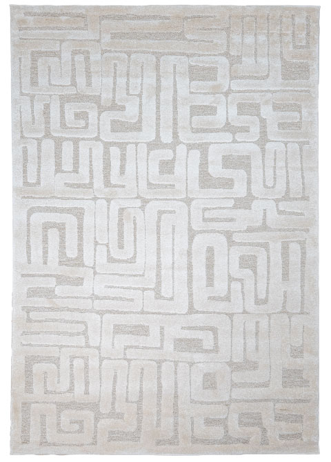 Tapete Monocromo Marfil con Laberinto en Relieve Tallado