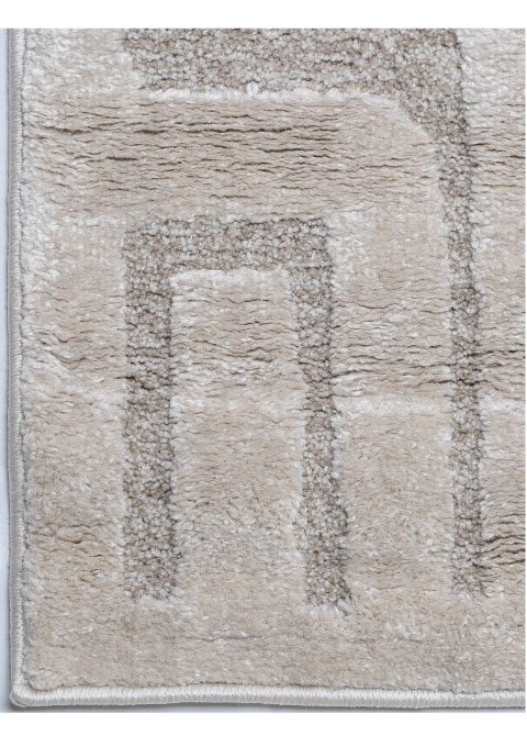 Tapete Monocromo Marfil con Laberinto en Relieve Tallado