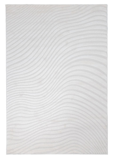 Tapete Monocromo Blanco con Ondas en Relieve Tallado