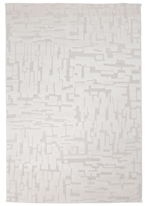 Tapete Monocromo Marfil con Trazos Modulares en Relieve