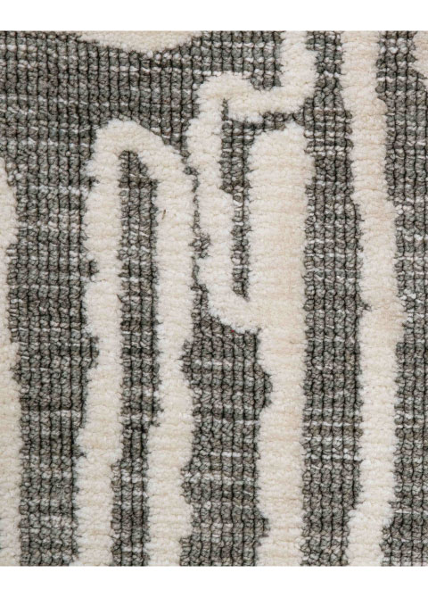 Tapete Abstracto Gris con Trazo de Laberinto en Marfil