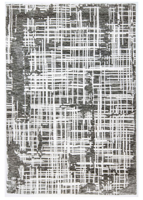 Tapete Abstracto Gris Oscuro con Trama Cruzada en Marfil