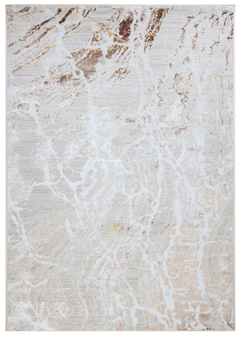 Tapete Abstracto Beige con Vetas Blancas y Cobre
