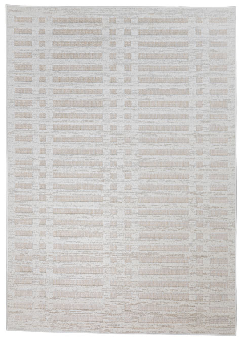 Tapete Geométrico Beige con Franjas de Bloques