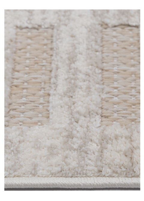 Tapete Geométrico Beige con Franjas de Bloques