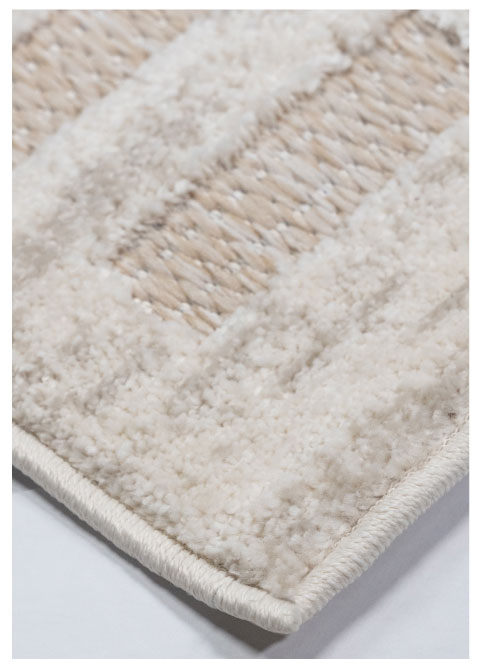 Tapete Geométrico Beige con Franjas de Bloques