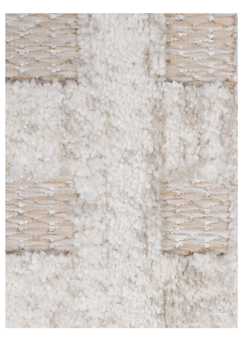 Tapete Geométrico Beige con Franjas de Bloques