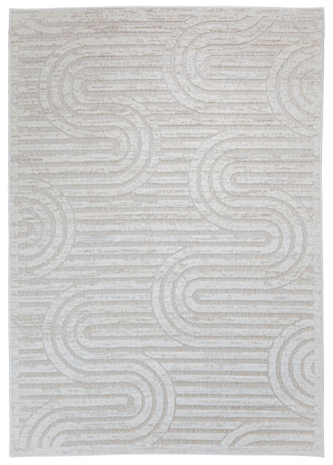 Tapete Geométrico Marfil con Arcos en Relieve