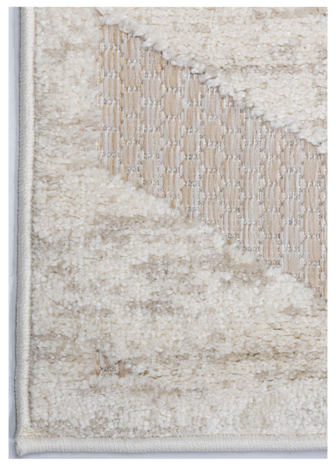 Tapete Geométrico Marfil con Grecas Angulares en Relieve - Vista alternativa