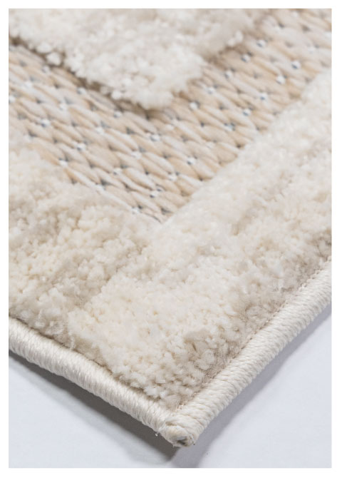 Tapete Geométrico Beige con Rectángulos Concéntricos