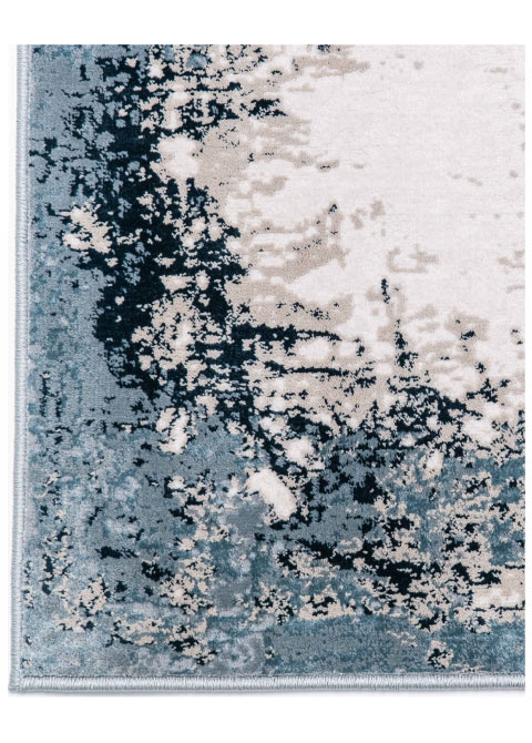 Tapete Abstracto Azul con Desgaste Central en Marfil - Vista alternativa